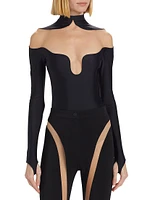 Illusion Mesh-Paneled Bodysuit