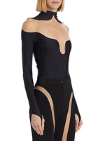 Illusion Mesh-Paneled Bodysuit