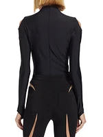 Illusion Mesh-Paneled Bodysuit