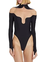 Illusion Mesh-Paneled Bodysuit