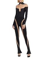 Illusion Mesh-Paneled Bodysuit