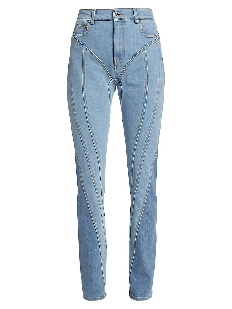 Seamed Mid-Rise Skinny Jeans