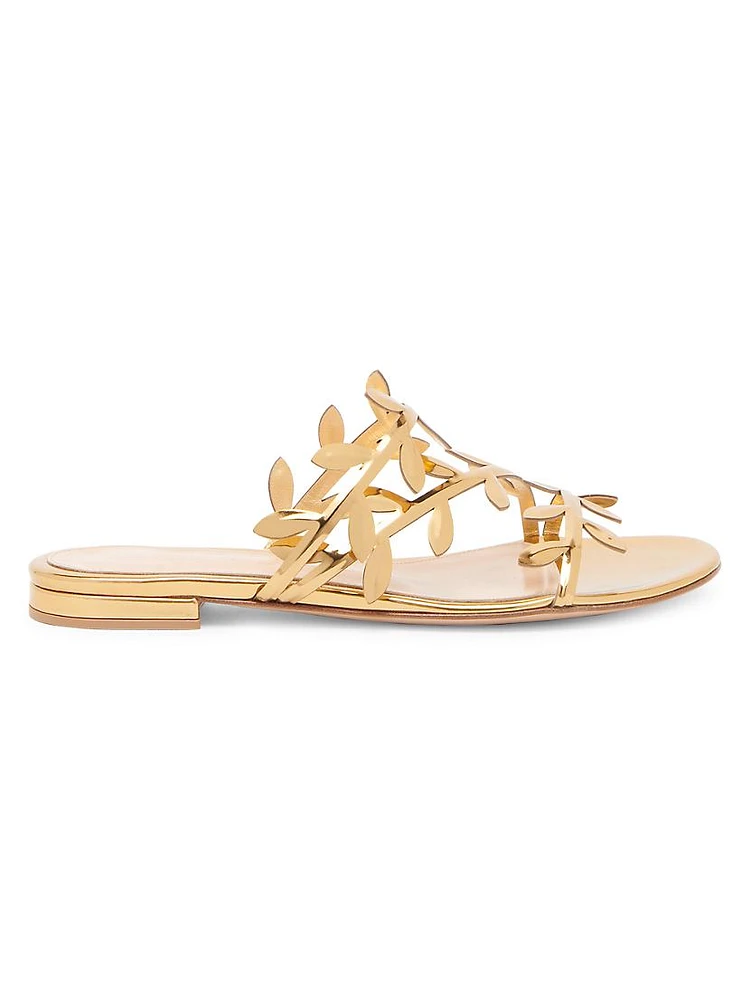 Flavia Metallic Leather Flat Sandals