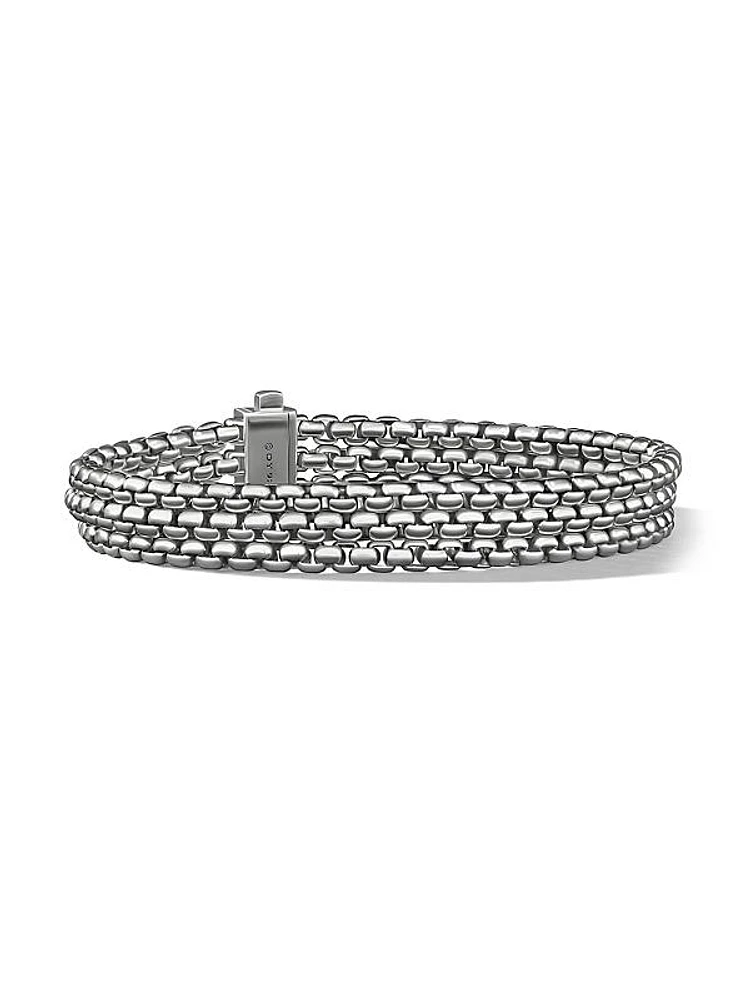 Three Row Box Chain Bracelet in Sterling Silver