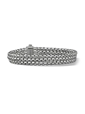 Three Row Box Chain Bracelet in Sterling Silver