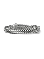 Three Row Box Chain Bracelet in Sterling Silver