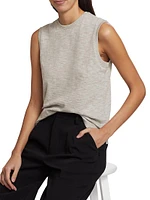 Cotton Slub-Knit Sleeveless Top