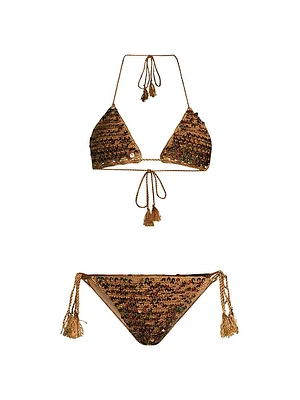 Hand-Crochet Sequin Bikini Set