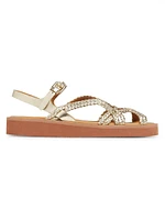 Sansa Metallic Braided Flat Sandals