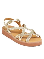 Sansa Metallic Braided Flat Sandals