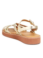 Sansa Metallic Braided Flat Sandals