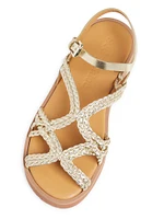 Sansa Metallic Braided Flat Sandals