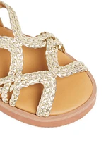 Sansa Metallic Braided Flat Sandals