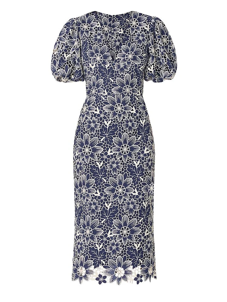 Louisa Embroidered Floral Midi-Dress