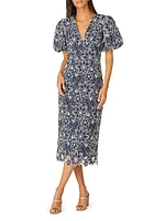 Louisa Embroidered Floral Midi-Dress