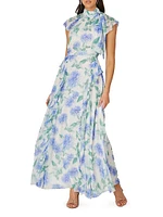 Astreri Floral Cap-Sleeve Maxi Dress