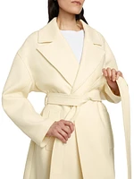 Stacked Wool-Blend Wrap Coat