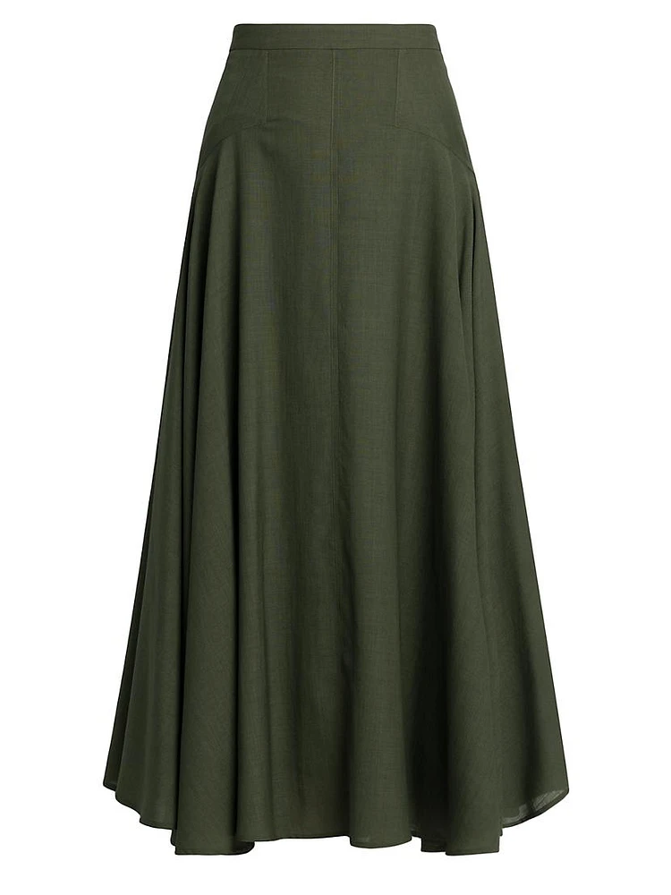 Flavia Breeze Wool A-Line Midi-Skirt