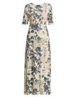 Blue Eyes Hill Printed Cashmere & Silk Maxi Dress