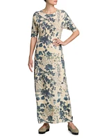 Blue Eyes Hill Printed Cashmere & Silk Maxi Dress