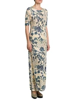 Blue Eyes Hill Printed Cashmere & Silk Maxi Dress