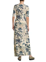 Blue Eyes Hill Printed Cashmere & Silk Maxi Dress