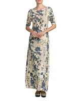 Blue Eyes Hill Printed Cashmere & Silk Maxi Dress