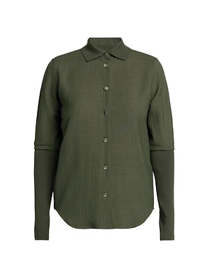 Wool Layered-Sleeve Shirt