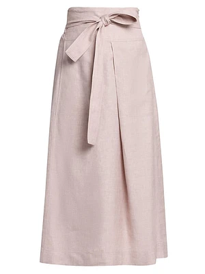 Ariel Linen & Wool-blend Midi-Skirt