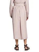 Ariel Linen & Wool-blend Midi-Skirt