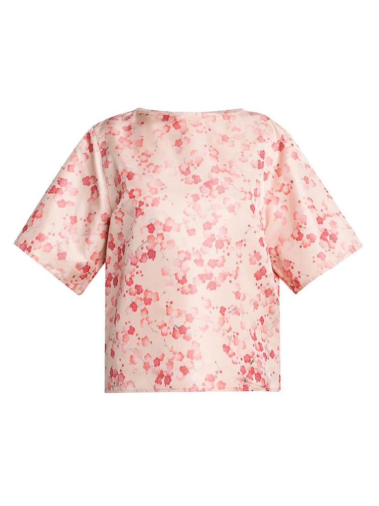 Mara Blooms Silk Short-Sleeve Blouse