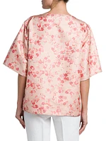 Mara Blooms Silk Short-Sleeve Blouse