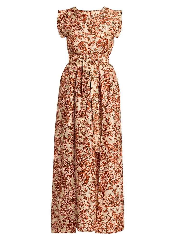 Shyanne Botanical-Print Silk Maxi Dress