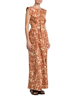 Shyanne Botanical-Print Silk Maxi Dress