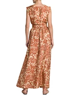 Shyanne Botanical-Print Silk Maxi Dress