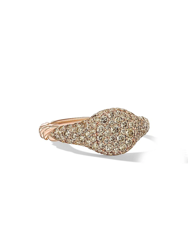 Petite Pavé Pinky Ring in 18K Rose Gold