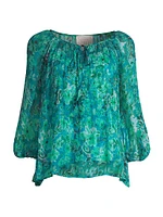 Raquel Silk Peasant Blouse