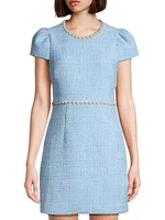 Morley Tweed Pearl-Embellished Minidress