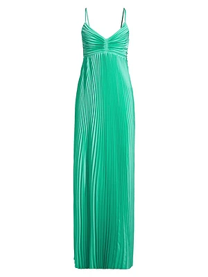 Asra Satin Pleated Gown