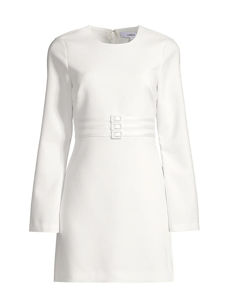 Elena Long-Sleeve Belted Minidress