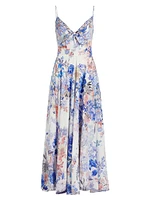 True Bloom Silk Tie-Front Dress