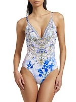 V-Neck Underwire One-Piece Swimsuit