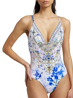 V-Neck Underwire One-Piece Swimsuit