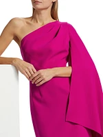 One-Shoulder Cape Dress