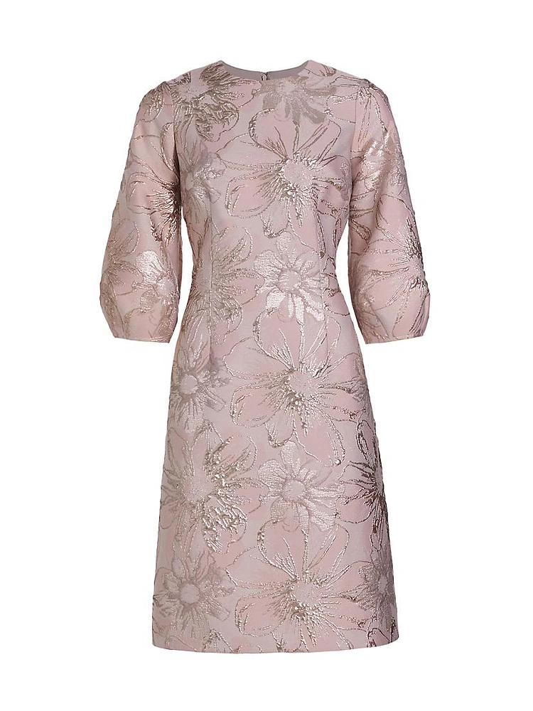 Floral Jacquard A-Line Dress