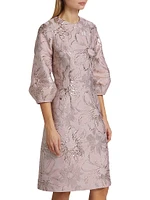 Floral Jacquard A-Line Dress