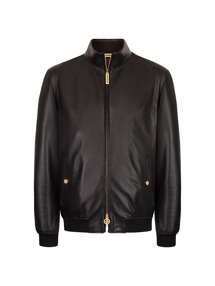 Lambskin Leather And Shearling Blouson Jacket