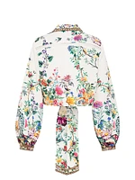 Floral Cotton Tie-Front Crop Shirt