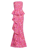 Hafsah Floral Ruffle Column Gown