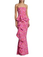 Hafsah Floral Ruffle Column Gown